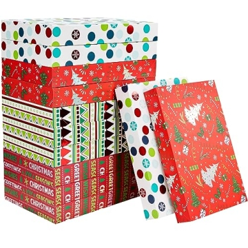 SUNCOLOR 12 Red Christmas Gift Boxes for Holiday Gifting