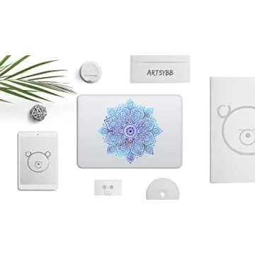 Artsybb Mandala Laptop Sticker Decal - Waterproof Transparent Vinyl Decals Stickers - Mandalas Blue Sticker Starry Night Partial Skin Compatible with Computer MacBook Air Pro 13 15 inch Mac Retina