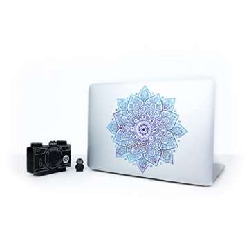 Artsybb Mandala Laptop Sticker Decal - Waterproof Transparent Vinyl Decals Stickers - Mandalas Blue Sticker Starry Night Partial Skin Compatible with Computer MacBook Air Pro 13 15 inch Mac Retina
