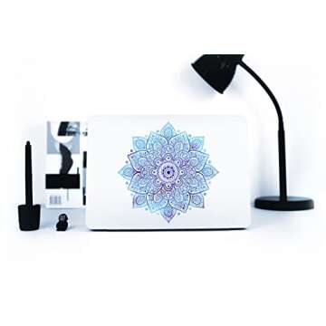 Artsybb Mandala Laptop Sticker Decal - Waterproof Transparent Vinyl Decals Stickers - Mandalas Blue Sticker Starry Night Partial Skin Compatible with Computer MacBook Air Pro 13 15 inch Mac Retina