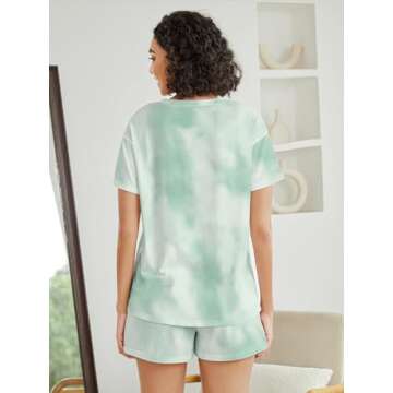 NORACORA Lounge Set for Women Tie Dye Pajama Tshirt Tops Casual Shorts Cute Pajamas 2 Pieces Matching Clothing