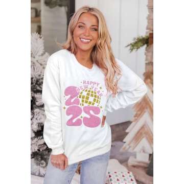 KIDDAD Happy New Year 2025 Sweatshirt for Women