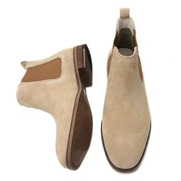 Cestfini Chelsea Boots Men Classic Elastic Dress Boots Casual Men's Leather Chelsea Ankle Boots E05-...