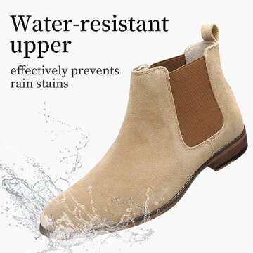 Cestfini Chelsea Boots Men Classic Elastic Dress Boots Casual Men's Leather Chelsea Ankle Boots E05-CAMEL-10