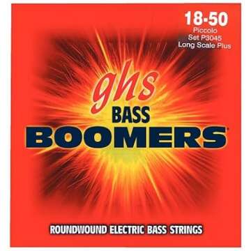 GHS Strings M3045 4-String Bass Boomers, Nickel-Plated Electric Bass Strings, Long Scale, Medium (45...