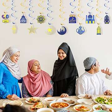 Ramadan Decorations for Home, Ramadan Mubarak Decorations Set with Ramadan & Eid & Mubarak Banner, 1...