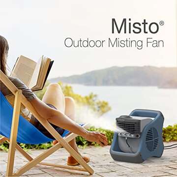 Lasko Misto Outdoor Misting Blower Fan, Ideal for Sports, Camping, Decks & Patios, 3 Speeds, 15", Bl...