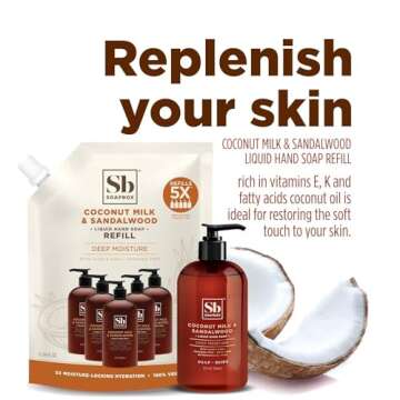 Soapbox Liquid Hand Soap, Coconut Milk & Sandalwood, Gentle & Moisturizing Hand Wash for Kitchen and Bathroom, Vegan & Cruelty Free Scented Hand Soap 12 Ounce Pump Bottles (Pack of 3)