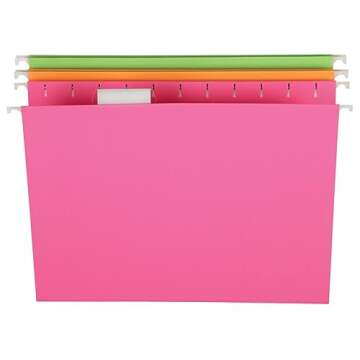 Pendaflex Glow Hanging File Folders, Letter Size, Assorted, Case Pack of 12 (81670)
