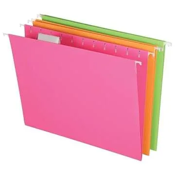 Pendaflex Glow Hanging File Folders, Letter Size, Assorted, Case Pack of 12 (81670)