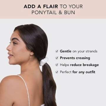 Kitsch Organic Cotton Scrunchies - Large Fluffy Hair Ties and Ponytail Holders for Women and Girls, 6pc (Neutral)