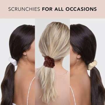 Kitsch Organic Cotton Scrunchies - Large Fluffy Hair Ties and Ponytail Holders for Women and Girls, 6pc (Neutral)