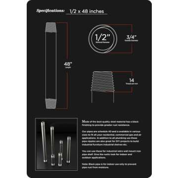 Buy SupplyGiant Black Steel Pipe for DIY Projects