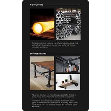 Buy SupplyGiant Black Steel Pipe for DIY Projects