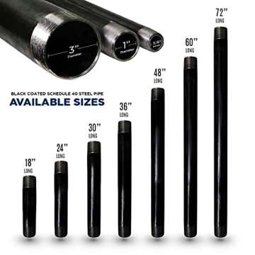 Buy SupplyGiant Black Steel Pipe for DIY Projects