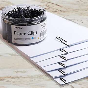 DANRONG 520 PCS Black Paper Clips Assorted Sizes, Small Medium and Large (1.1", 1.3" & 2"), Papercli...