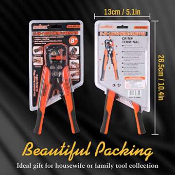 HORUSDY Wire Stripping Tool, Self-adjusting 8" Automatic Wire Stripper/Cutting Pliers Tool for Wire Stripping, Cutting, Crimping 10-24 AWG (0.2~6.0mm²)