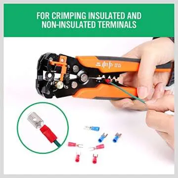 HORUSDY Wire Stripping Tool, Self-adjusting 8" Automatic Wire Stripper/Cutting Pliers Tool for Wire Stripping, Cutting, Crimping 10-24 AWG (0.2~6.0mm²)