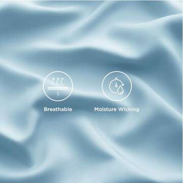 Bedsure Queen Sheet Set, Cooling Sheets for Queen Size Bed Set, Rayon Derived from Bamboo, Breathable & Soft Deep Pocket Up to 16 Inches, Hotel Luxury Silky Bedding, Bedsheet & Pillowcases, Teal Blue