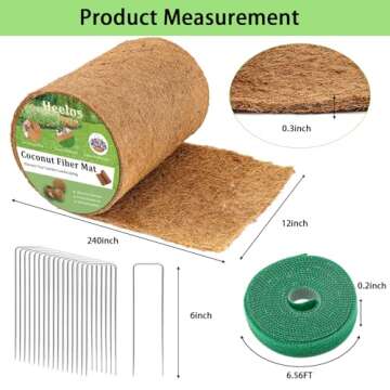 Heelos Thick Coco Fiber Liner Roll,240x12inch Natural Coconut Liners for Planter Box Flower Basket, ...