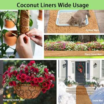 Heelos Thick Coco Fiber Liner Roll,240x12inch Natural Coconut Liners for Planter Box Flower Basket, Coco Coir Sheets Coconut Fiber Mat,Garden Decoration, DIY Moss Pole,Animal Pet Pad, Reptile Carpet