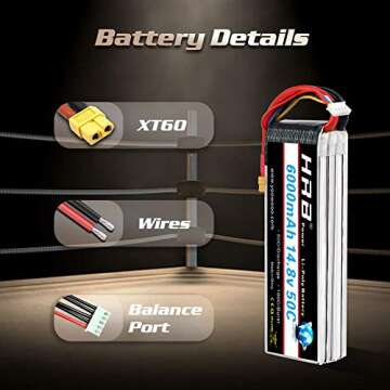 HRB 14.8V 6000mAh 4S Lipo Battery Pack - 50C with XT60 Connector for RC Models