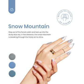 Beetles Gel Nail Polish Set, 6 Colors - Snow Mountain Collection Grey Nude Blue Glitter Green Gel Po...