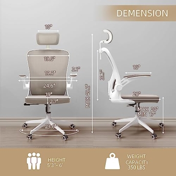 Monhey Ergonomic Office Chair with Lumbar Support and Metal Base