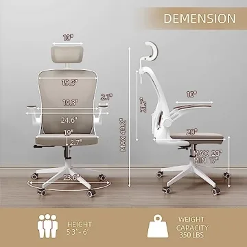 Monhey Ergonomic Office Chair with Lumbar Support and Metal Base