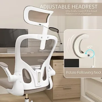 Monhey Ergonomic Office Chair with Lumbar Support and Metal Base