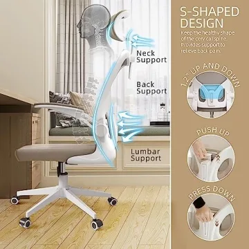 Monhey Ergonomic Office Chair with Lumbar Support and Metal Base