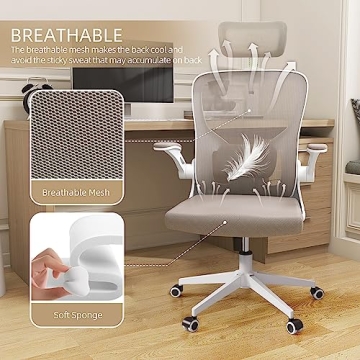 Monhey Ergonomic Office Chair with Lumbar Support and Metal Base