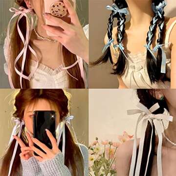 Colorful Hair Clips - 10pcs Bow and Tassel Set