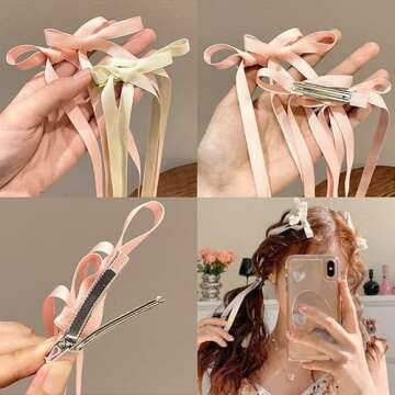 Colorful Hair Clips - 10pcs Bow and Tassel Set