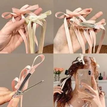 Colorful Hair Clips - 10pcs Bow and Tassel Set