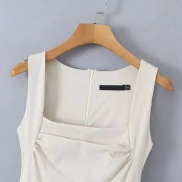 Generic Women Solid Square Neck Sleeveless Tank Ball Gown Dresses Party Mini Dress 1 S