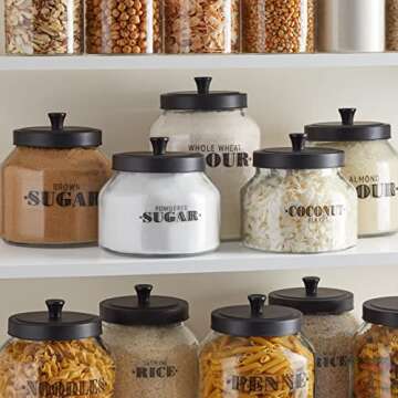 Talented Kitchen 154 Pantry Labels for Containers, Jars, Storage Canisters - Preprinted Black Bold A...