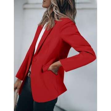 Cicy Bell Womens Blazers Open Front Long Sleeve Suit Jackets Business Casual Outfits Red