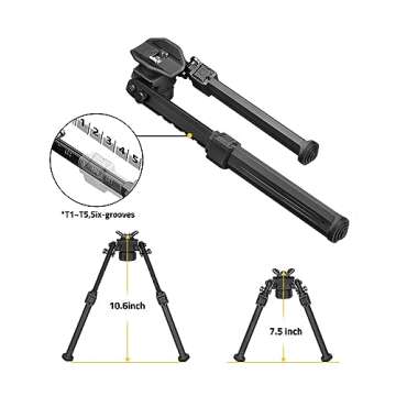 CVLIFE Bipod for Shooting and Hunting,Rifle Bipod Sling Mounting Bipod for Rifle Made of Lightweight High-Strength Polymer (Black, 7.5-10.6'')