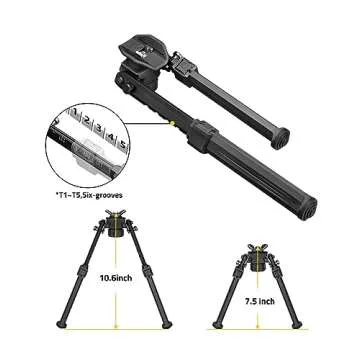 CVLIFE Bipod for Shooting and Hunting,Rifle Bipod Sling Mounting Bipod for Rifle Made of Lightweight High-Strength Polymer (Black, 7.5-10.6'')