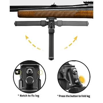 CVLIFE Bipod for Shooting and Hunting,Rifle Bipod Sling Mounting Bipod for Rifle Made of Lightweight High-Strength Polymer (Black, 7.5-10.6'')