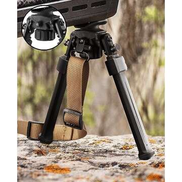 CVLIFE Bipod for Shooting and Hunting,Rifle Bipod Sling Mounting Bipod for Rifle Made of Lightweight High-Strength Polymer (Black, 7.5-10.6'')