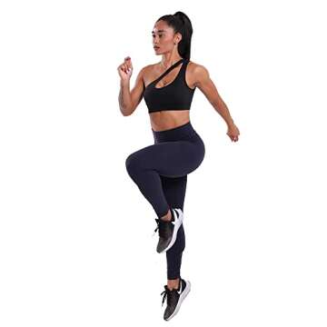 YOGASASA One Shoulder Sport Bra for Women Workout Bras Sexy Cutout Yoga Bra Medium Support,Black