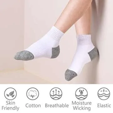 LO SHOKIM Athletic Socks Women Ankle Cushioned Running Socks Thick Cotton Sports Socks Moisture Wick...