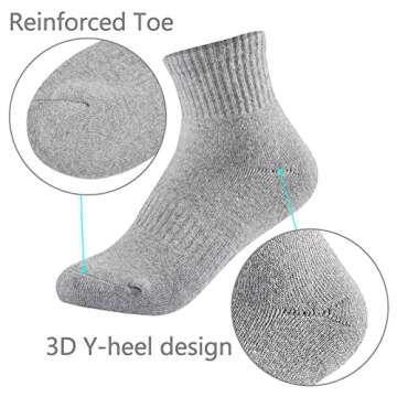 LO SHOKIM Women's Cushioned Athletic Ankle Socks - 6 Pairs