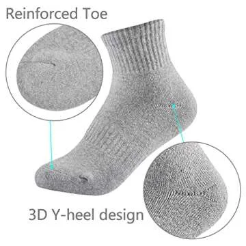 LO SHOKIM Women's Cushioned Athletic Ankle Socks - 6 Pairs