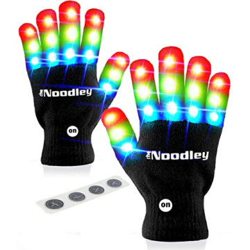 The Noodley LED Light Up Gloves for Kids Toys Games Outdoor Boy Girl Glow Dark Costume Autistic Chil...