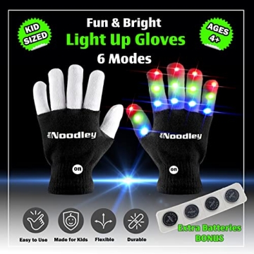 Noodley LED Gloves for Kids Fun Light Up Adventure