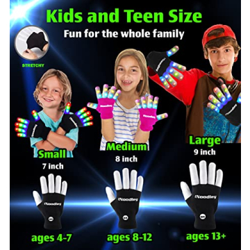 Noodley LED Gloves for Kids Fun Light Up Adventure