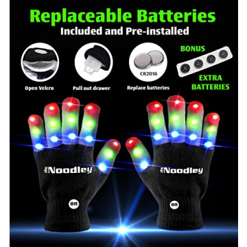 Noodley LED Gloves for Kids Fun Light Up Adventure